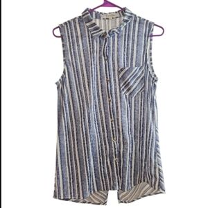 Eden * Olivia Striped Sleeveless Button-Up Top Size Med